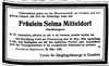 Das Vorarlberger Tagblatt vom 23.03.1938 informierte die Öffentlichkeit über den Tod von Selma Mitteldorf. (Quelle: ANNO – Österreichische Nationalbibliothek)